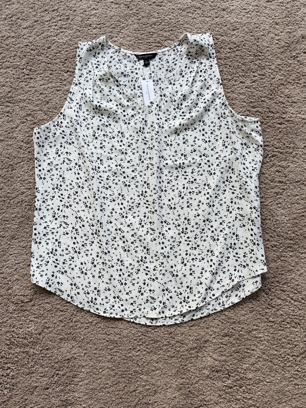 Banana Republic White Floral Sleeveless Blouse Large